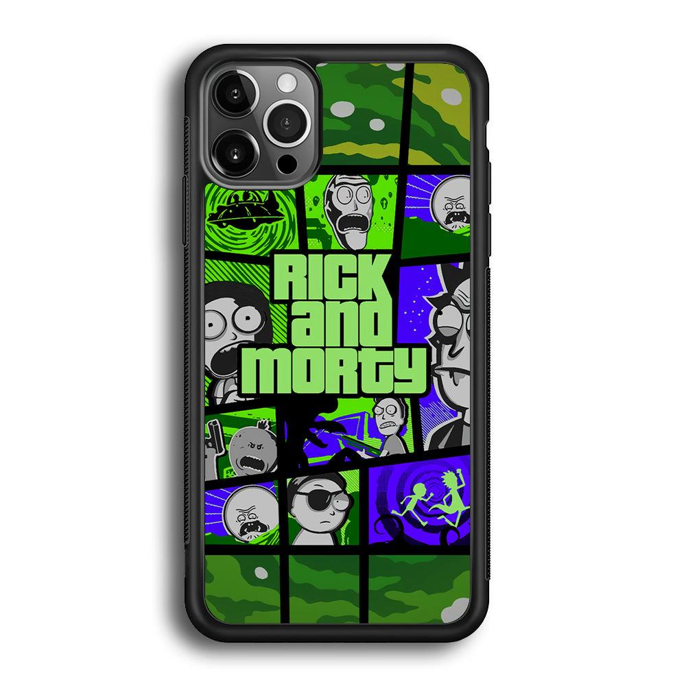 Rick and Morty Shapes of Gaming iPhone 12 Pro Case-Rubber Black (2D Case)-Oxvistore