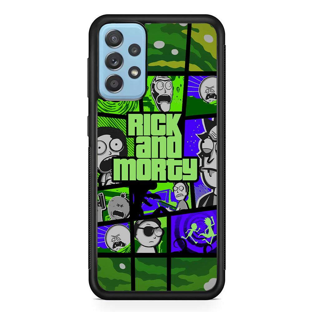 Rick and Morty Shapes of Gaming Samsung Galaxy A52 Case-Rubber Black (2D Case)-Oxvistore