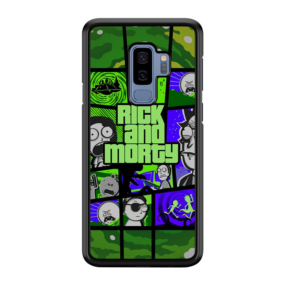 Rick and Morty Shapes of Gaming Samsung Galaxy S9 Plus Case-Rubber Black (2D Case)-Oxvistore