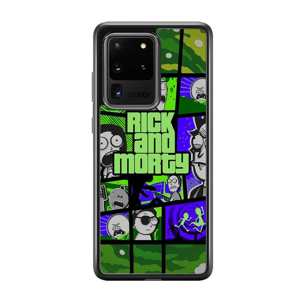 Rick and Morty Shapes of Gaming Samsung Galaxy S20 Ultra Case-Rubber Black (2D Case)-Oxvistore