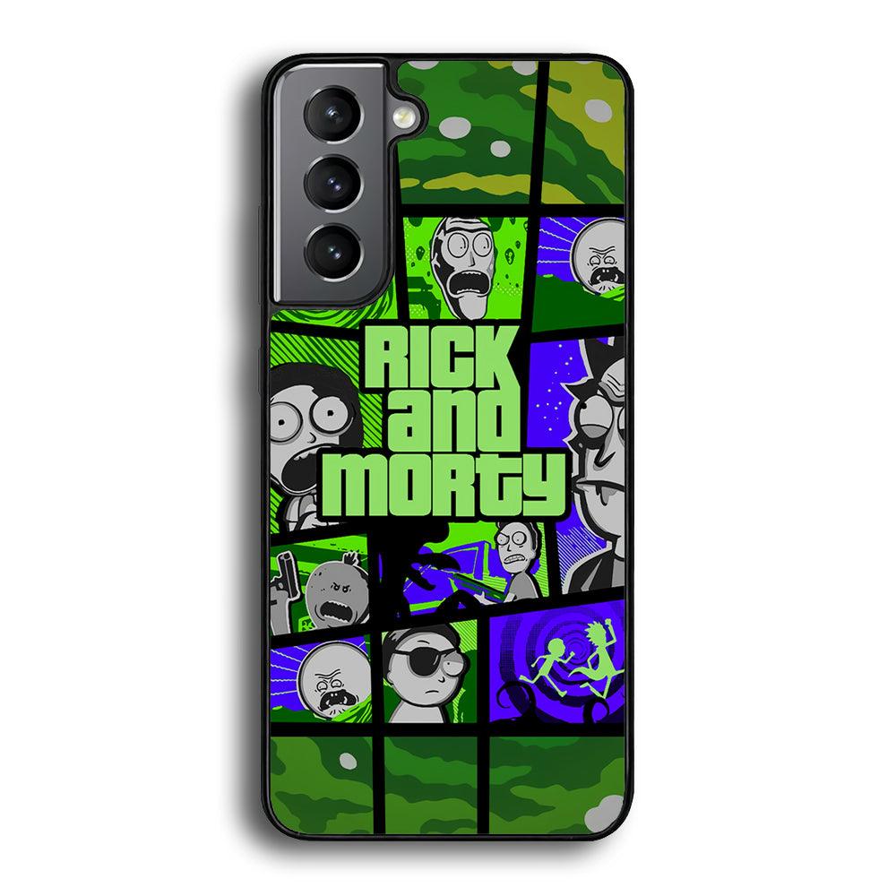 Rick and Morty Shapes of Gaming Samsung Galaxy S23 Case-Rubber Black (2D Case)-Oxvistore