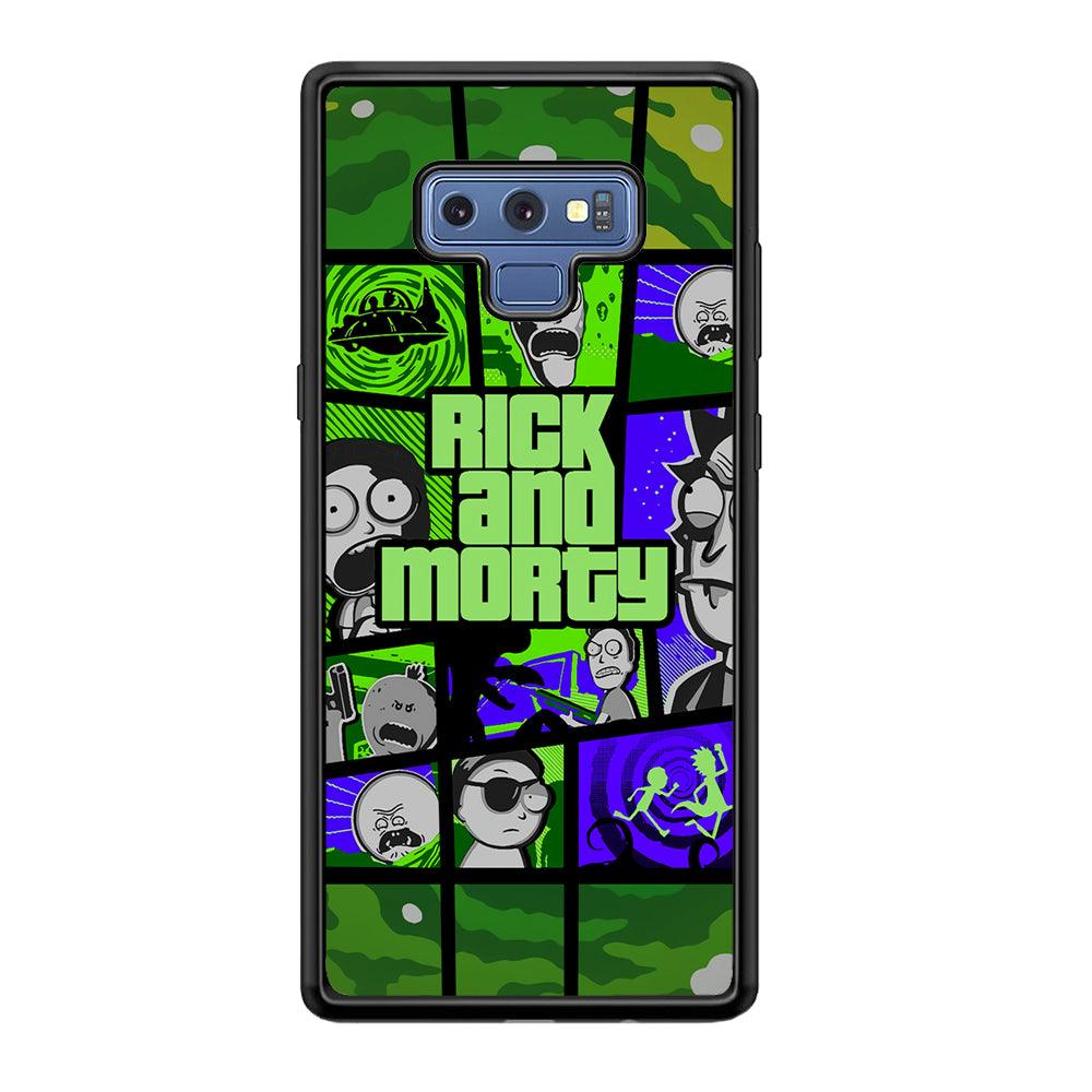 Rick and Morty Shapes of Gaming Samsung Galaxy Note 9 Case-Rubber Black (2D Case)-Oxvistore