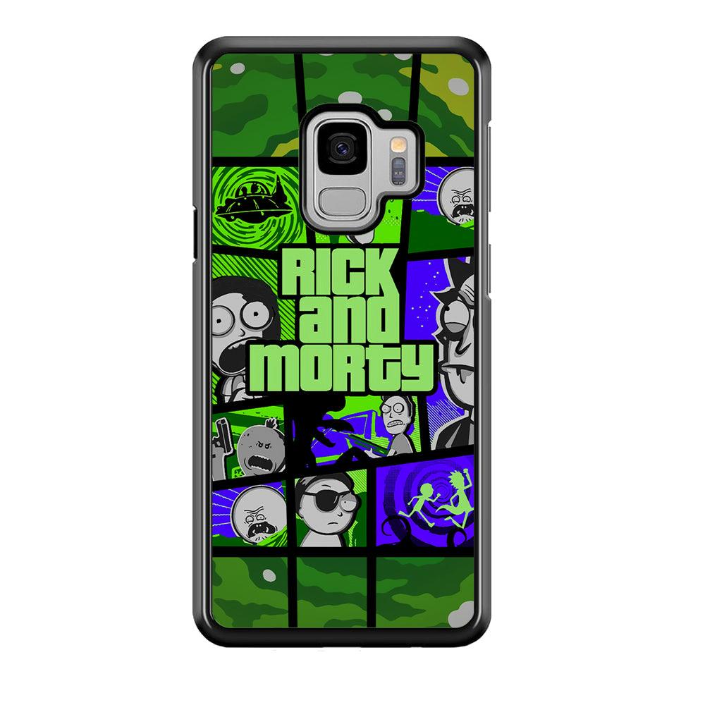 Rick and Morty Shapes of Gaming Samsung Galaxy S9 Case-Rubber Black (2D Case)-Oxvistore