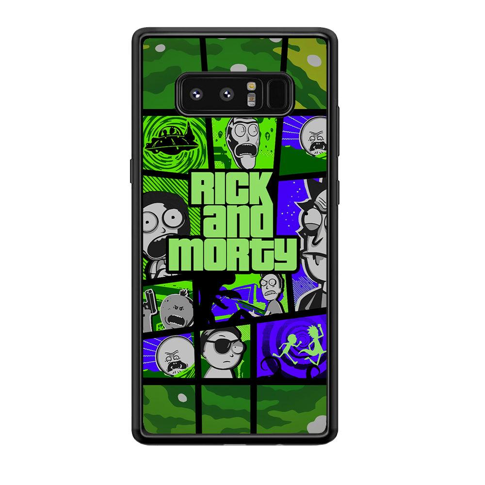 Rick and Morty Shapes of Gaming Samsung Galaxy Note 8 Case-Rubber Black (2D Case)-Oxvistore