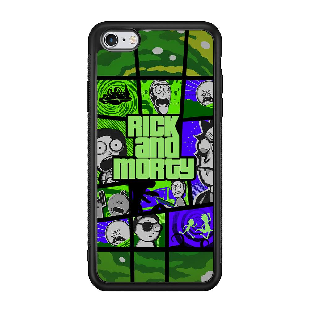 Rick and Morty Shapes of Gaming iPhone 6 Plus | 6s Plus Case-Rubber Black (2D Case)-Oxvistore