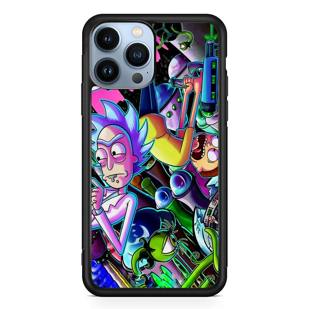 Rick and Morty Space Travel 2D Rubber Phone Case-Black-Oxvistore