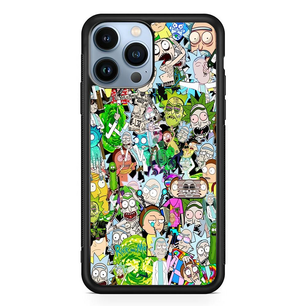 Rick and Morty Sticker Collection 2D Rubber Phone Case-Black-Oxvistore