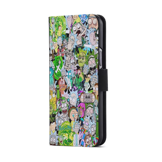 Rick and Morty Sticker Collection Flip Wallet Phone Case-Oxvistore