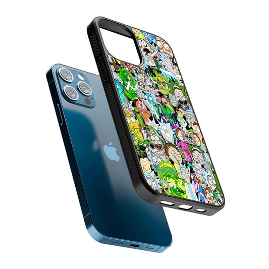 Rick and Morty Sticker Collection 2D Rubber Phone Case-Oxvistore