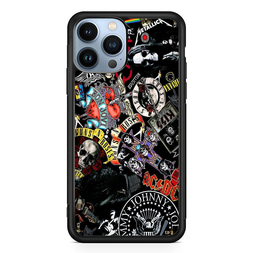 Rock Bands Logo Collage 2D Rubber Phone Case-Black-Oxvistore