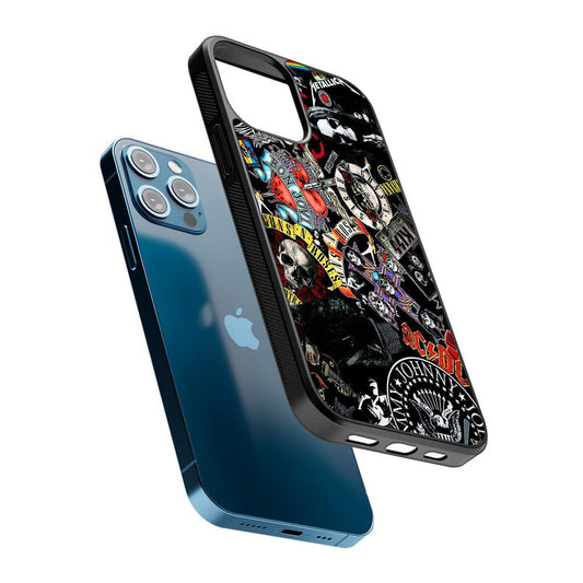 Rock Bands Logo Collage 2D Rubber Phone Case-Oxvistore