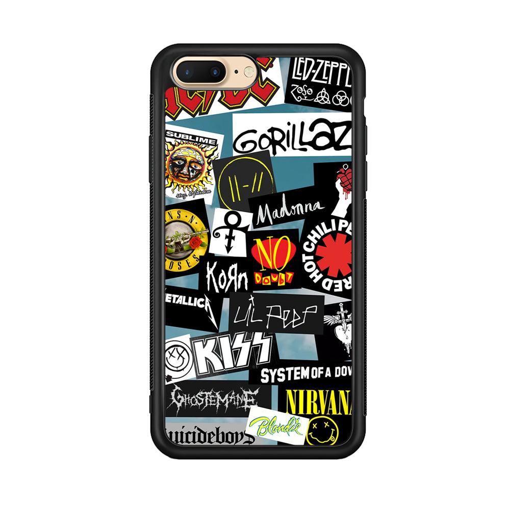 Rock's Band Famous Label iPhone 7 Plus Case-Rubber Black (2D Case)-Oxvistore