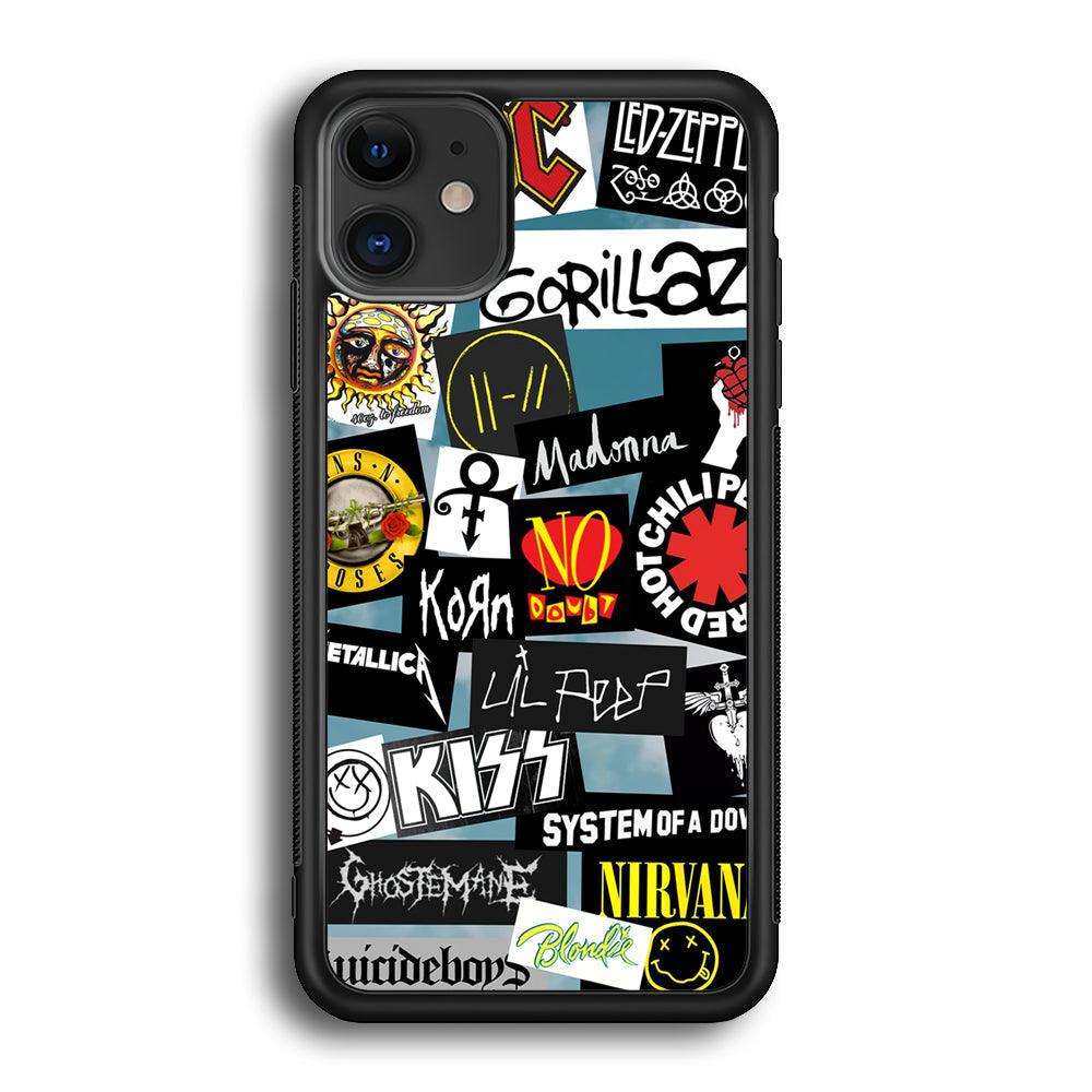 Rock's Band Famous Label iPhone 12 Case-Rubber Black (2D Case)-Oxvistore