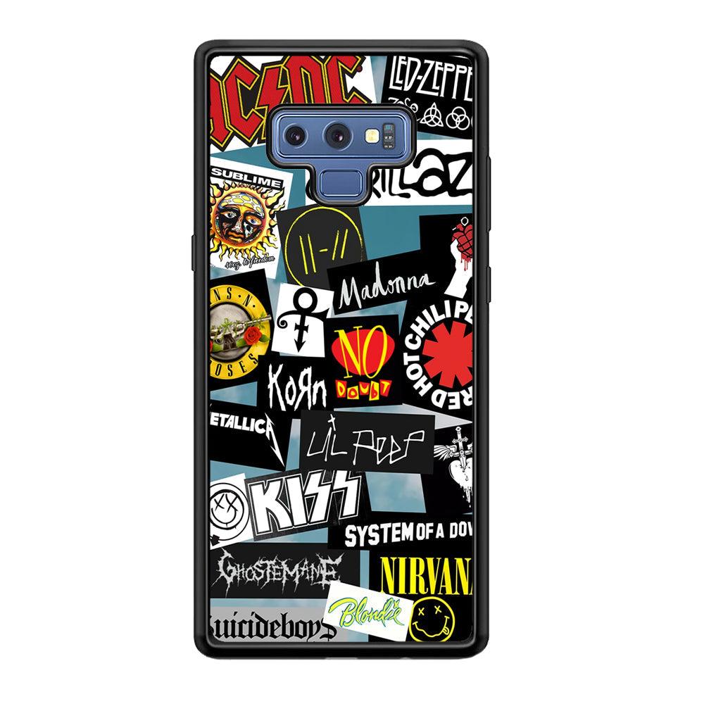 Rock's Band Famous Label Samsung Galaxy Note 9 Case-Rubber Black (2D Case)-Oxvistore