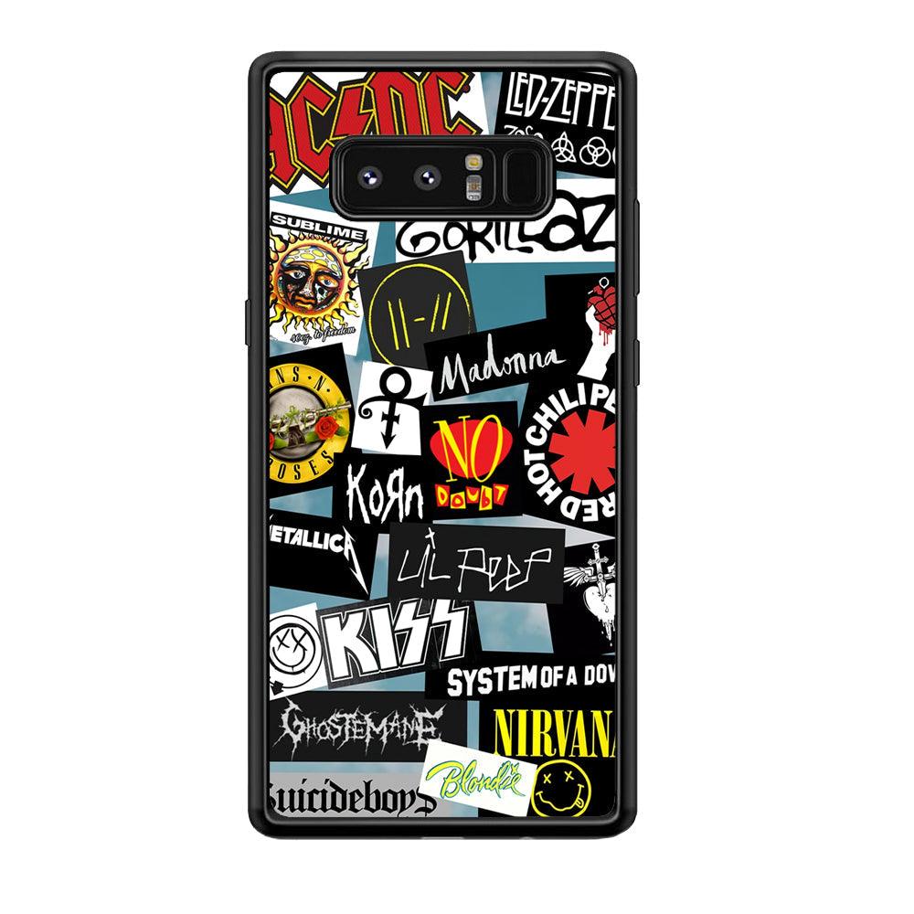 Rock's Band Famous Label Samsung Galaxy Note 8 Case-Rubber Black (2D Case)-Oxvistore