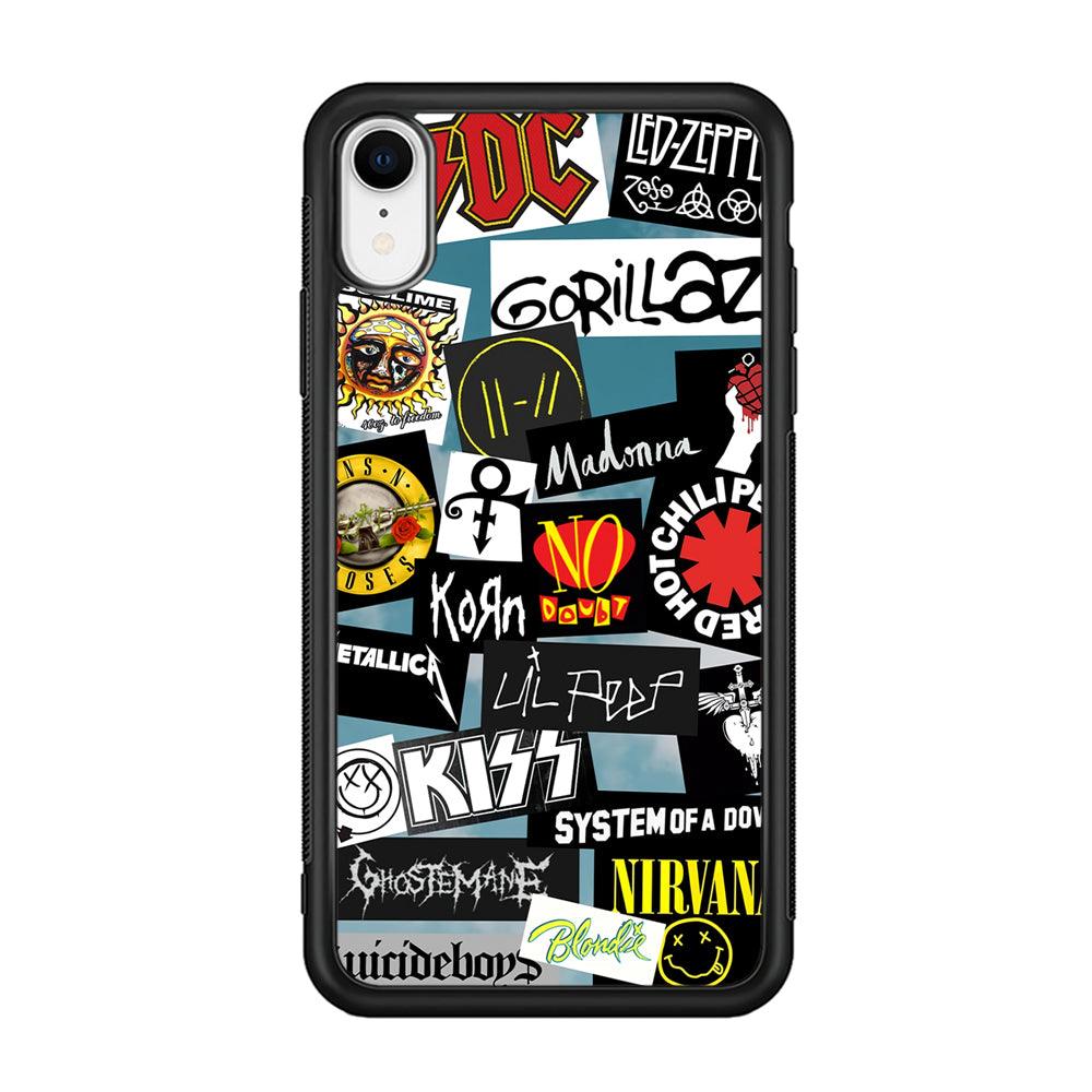 Rock's Band Famous Label iPhone XR Case-Rubber Black (2D Case)-Oxvistore
