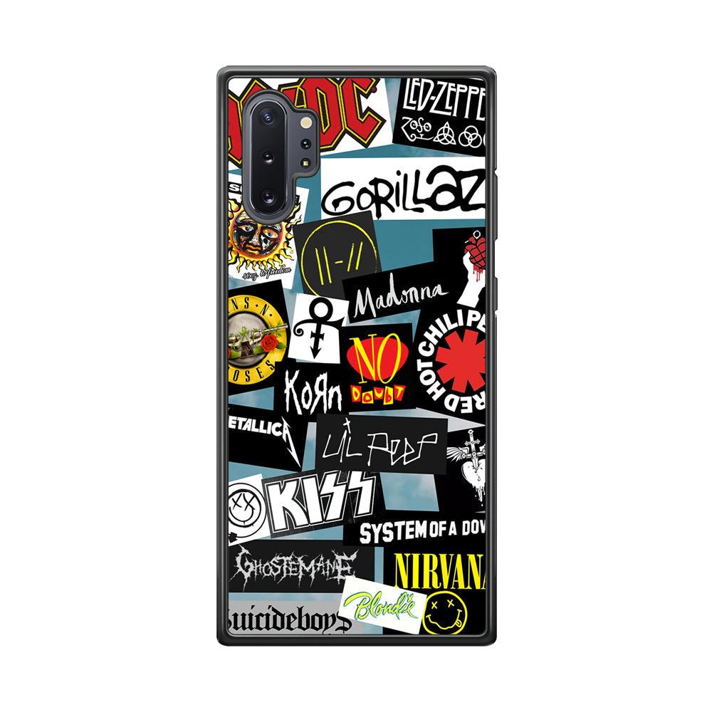 Rock's Band Famous Label Samsung Galaxy Note 10 Plus Case-Rubber Black (2D Case)-Oxvistore