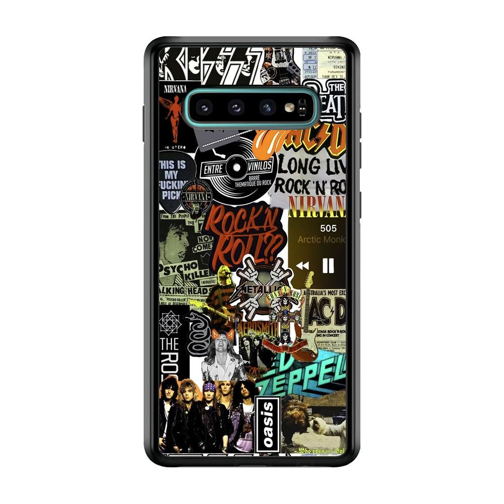 Rock's Band Historical Touch Collage Samsung Galaxy S10 Case-Rubber Black (2D Case)-Oxvistore