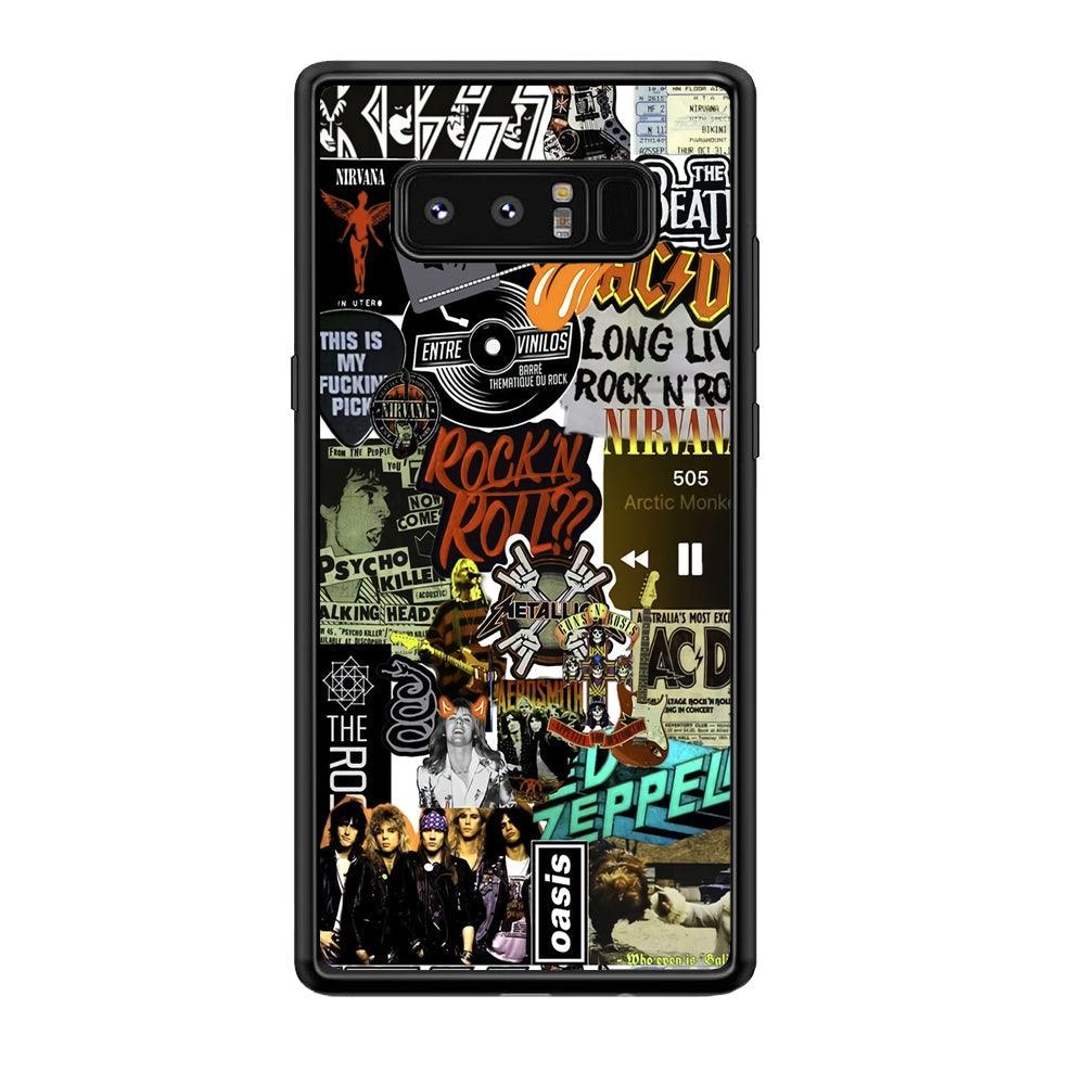 Rock's Band Historical Touch Collage Samsung Galaxy Note 8 Case-Rubber Black (2D Case)-Oxvistore