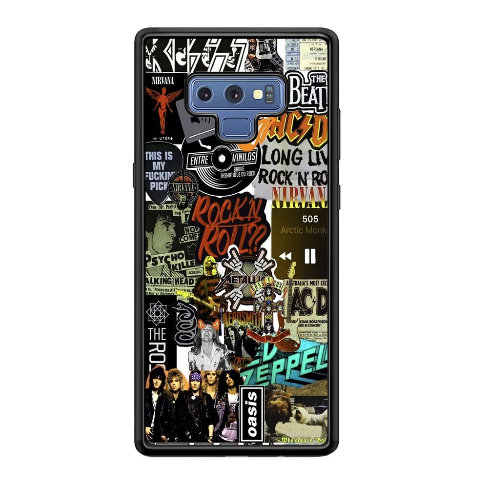 Rock's Band Historical Touch Collage Samsung Galaxy Note 9 Case-Rubber Black (2D Case)-Oxvistore
