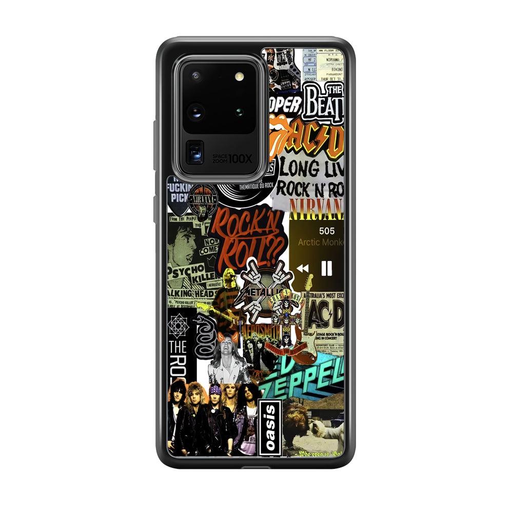Rock's Band Historical Touch Collage Samsung Galaxy S20 Ultra Case-Rubber Black (2D Case)-Oxvistore