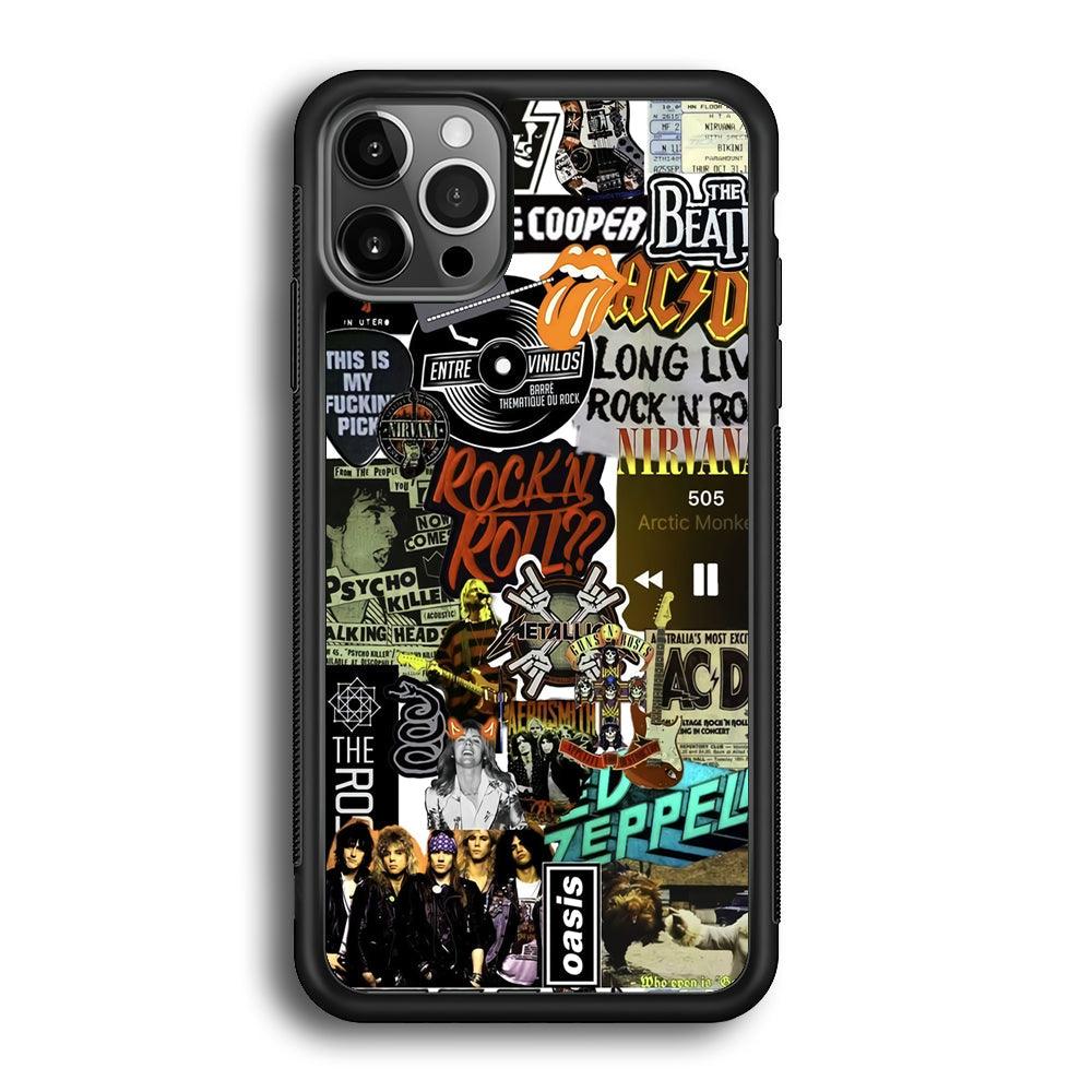Rock's Band Historical Touch Collage iPhone 12 Pro Max Case-Rubber Black (2D Case)-Oxvistore