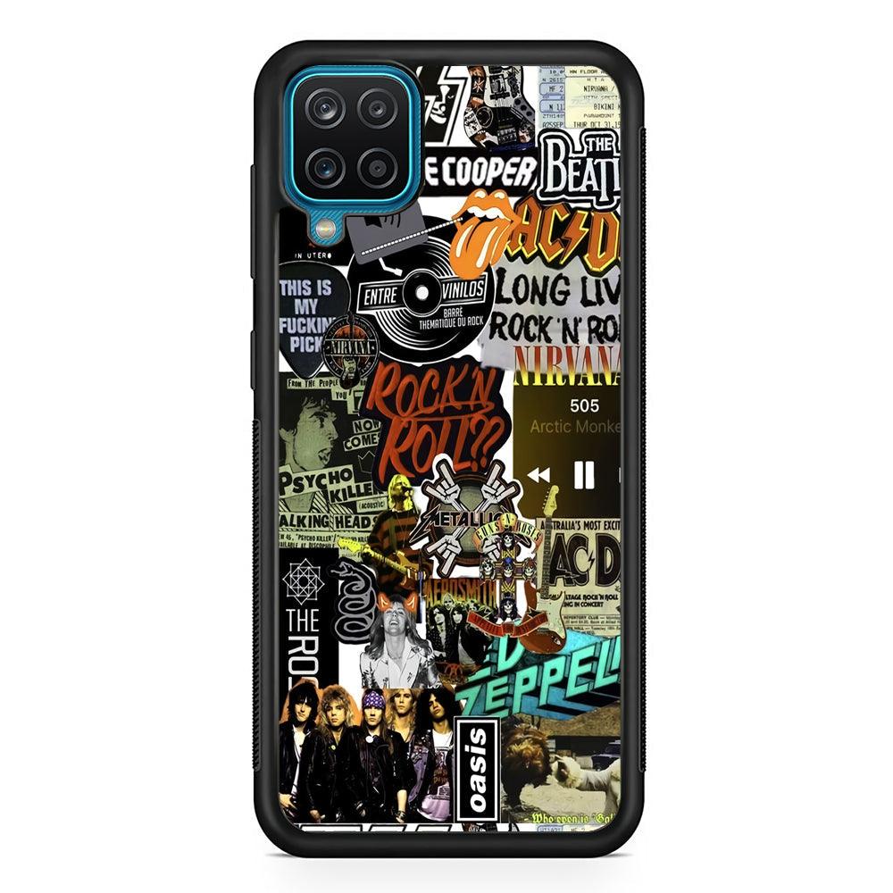 Rock's Band Historical Touch Collage Samsung Galaxy A12 Case-Rubber Black (2D Case)-Oxvistore