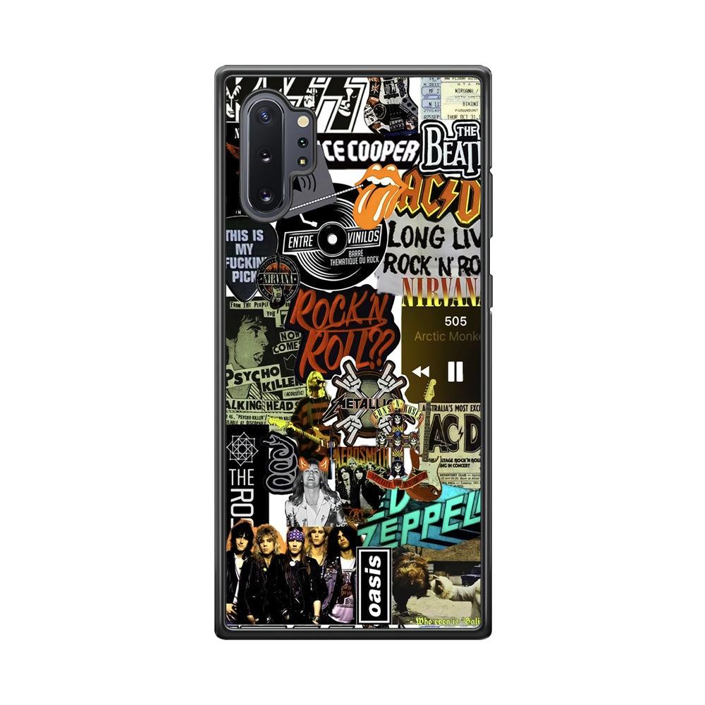 Rock's Band Historical Touch Collage Samsung Galaxy Note 10 Plus Case-Rubber Black (2D Case)-Oxvistore