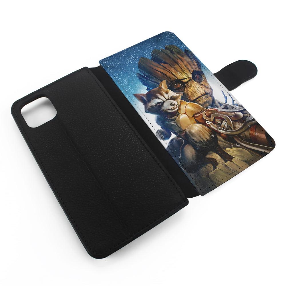 Rocket Raccoon and Groot Flip Wallet Phone Case-Oxvistore