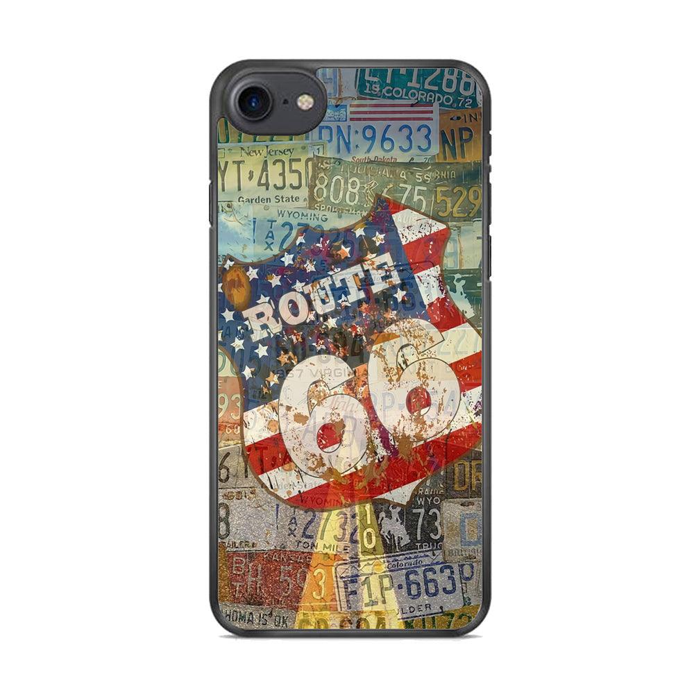 Route 66 Classic Plate iPhone 8 Case-Rubber Black (2D Case)-Oxvistore