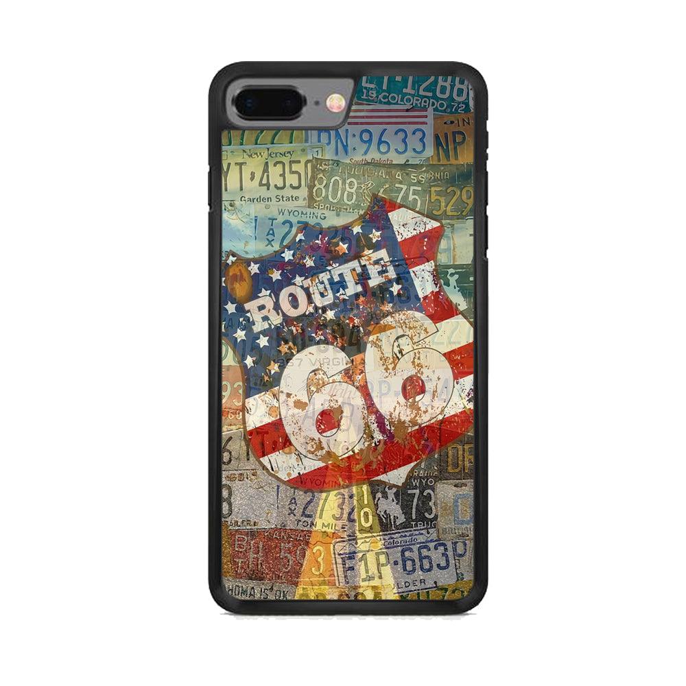 Route 66 Classic Plate iPhone 7 Plus Case-Rubber Black (2D Case)-Oxvistore