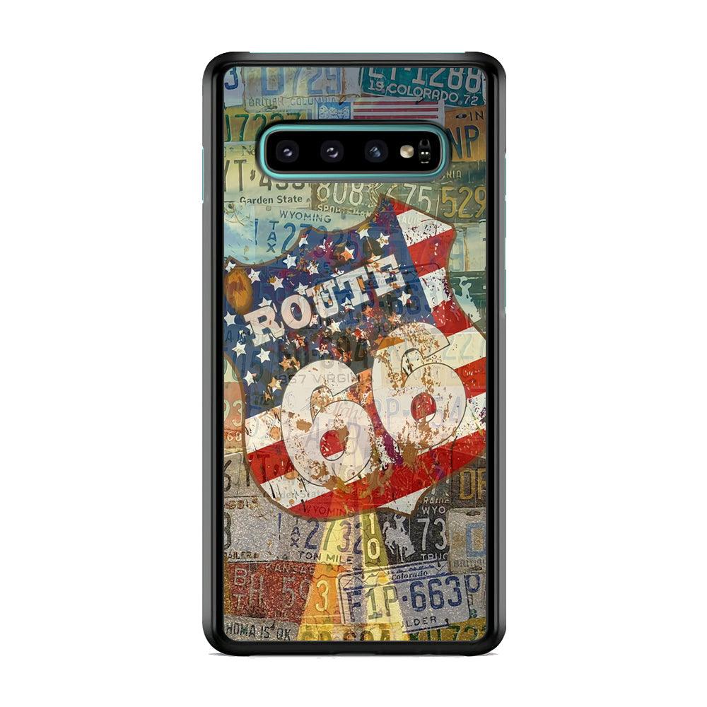Route 66 Classic Plate Samsung Galaxy S10 Plus Case-Rubber White (2D Case)-Oxvistore
