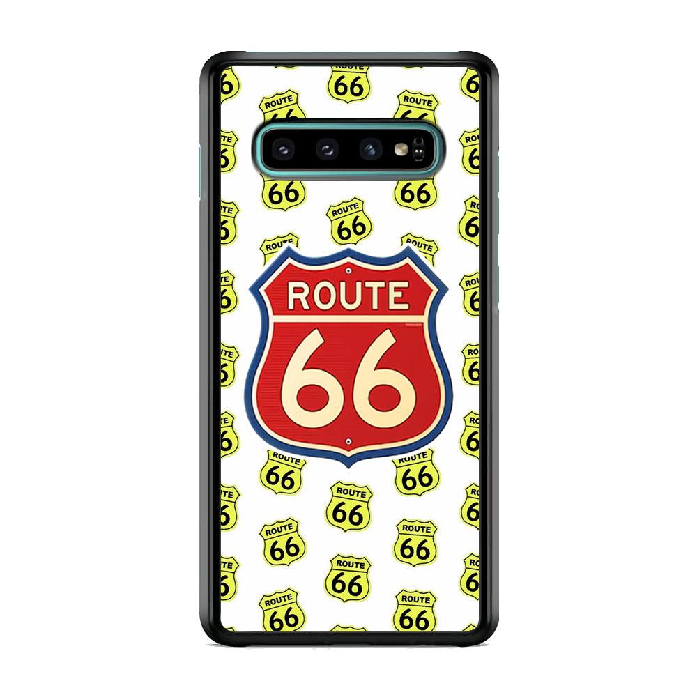 Route 66 Yellow Patern Samsung Galaxy S10 Case-Rubber Black (2D Case)-Oxvistore