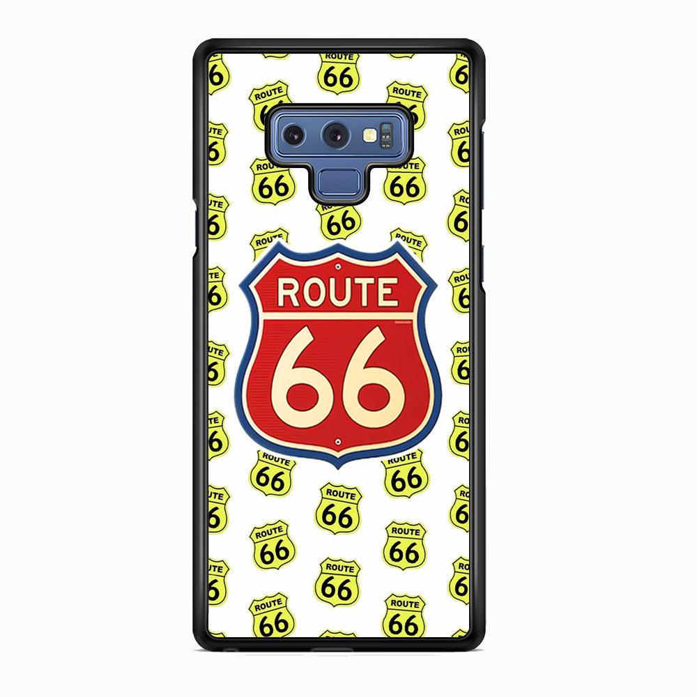 Route 66 Yellow Patern Samsung Galaxy Note 9 Case-Rubber White (2D Case)-Oxvistore