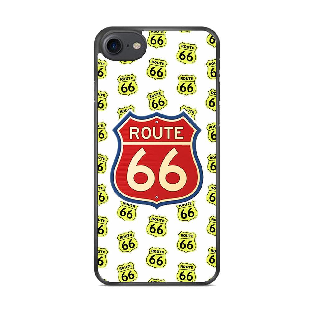Route 66 Yellow Patern iPhone 8 Case-Rubber Black (2D Case)-Oxvistore
