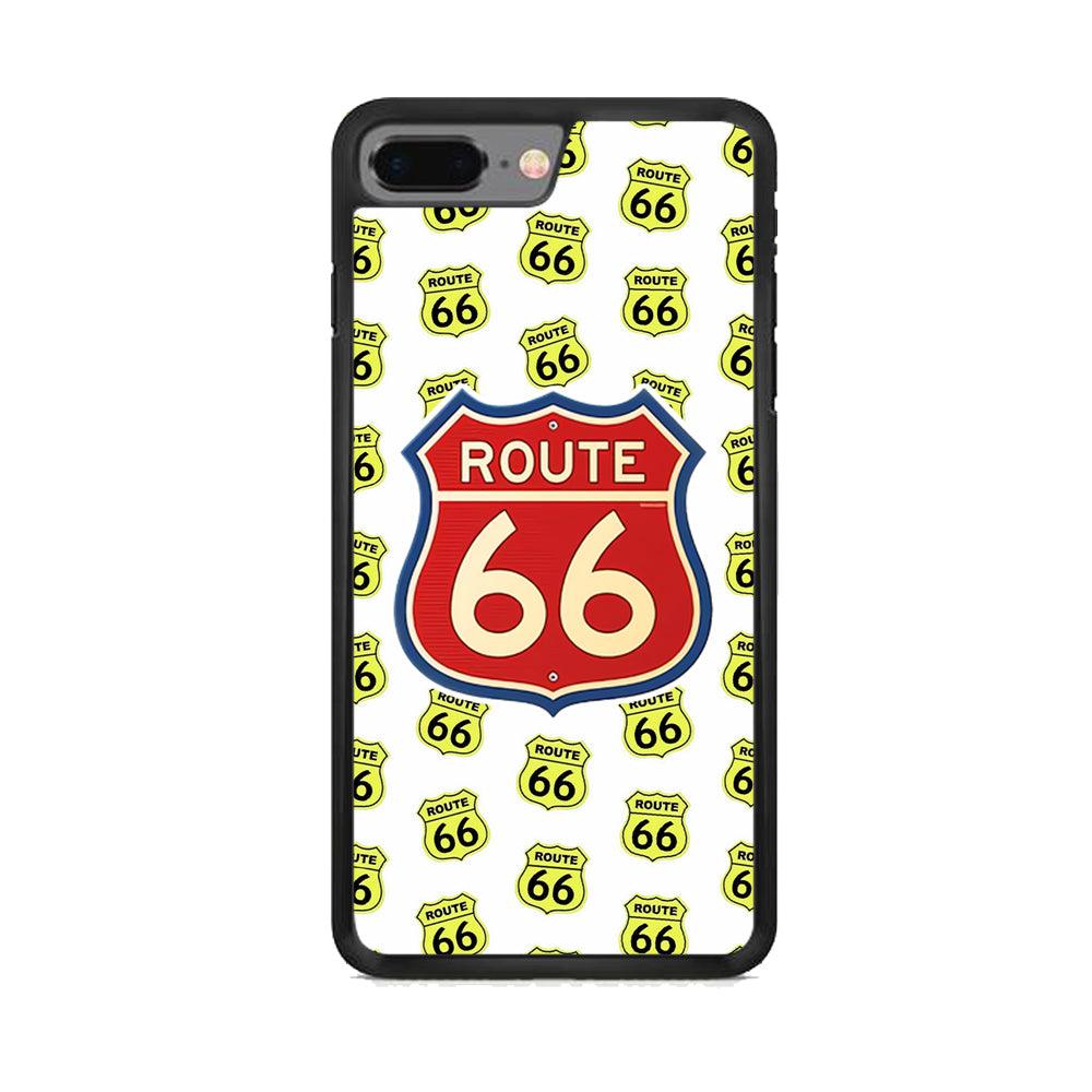 Route 66 Yellow Patern iPhone 8 Plus Case-Rubber Black (2D Case)-Oxvistore