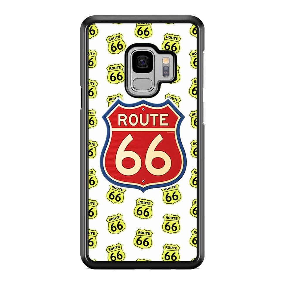 Route 66 Yellow Patern Samsung Galaxy S9 Case-Rubber White (2D Case)-Oxvistore