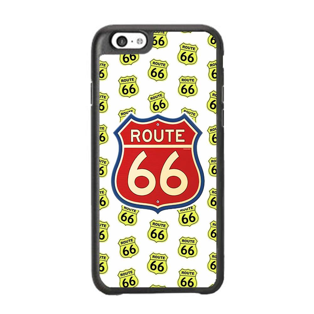 Route 66 Yellow Patern iPhone 6 Plus | 6s Plus Case-Rubber White (2D Case)-Oxvistore