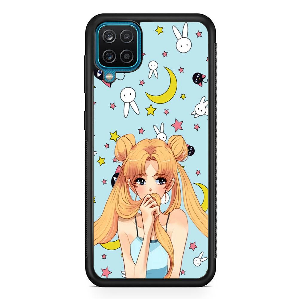Sailor Moon Day to Relax Samsung Galaxy A12 Case-Rubber Black (2D Case)-Oxvistore