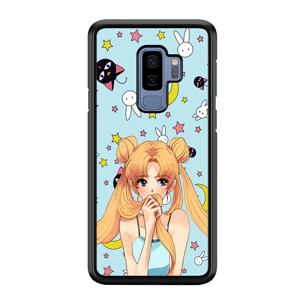Sailor Moon Day to Relax Samsung Galaxy S9 Plus Case-Rubber Black (2D Case)-Oxvistore