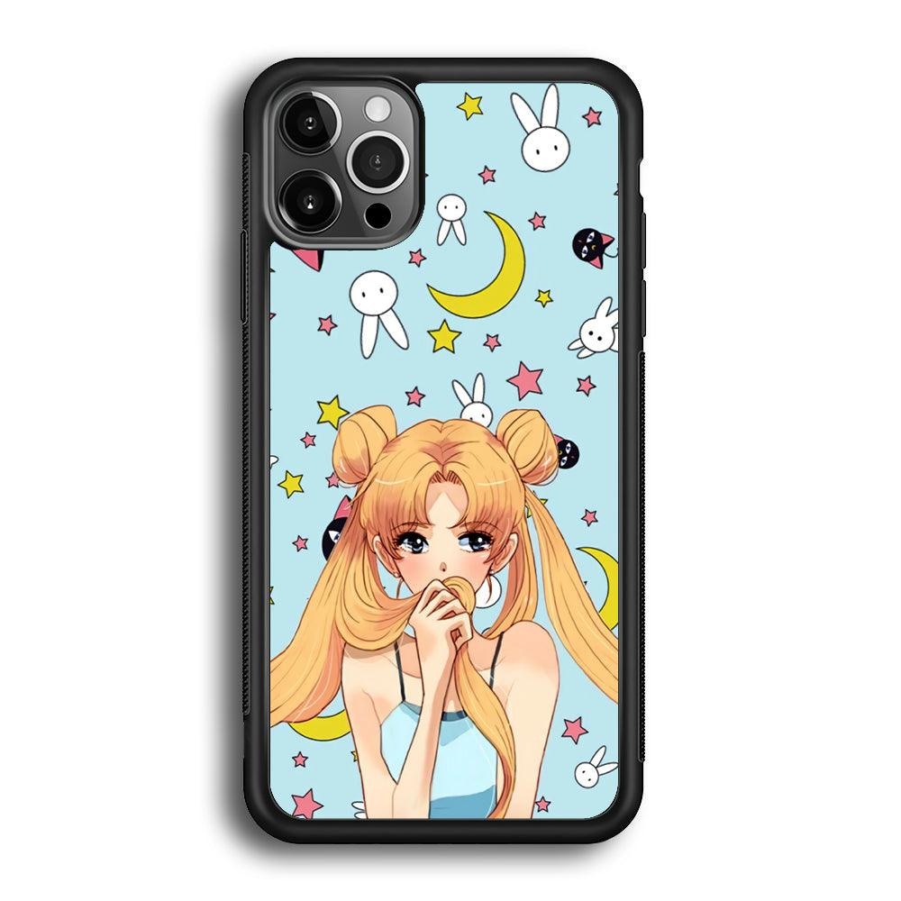 Sailor Moon Day to Relax iPhone 12 Pro Case-Rubber Black (2D Case)-Oxvistore