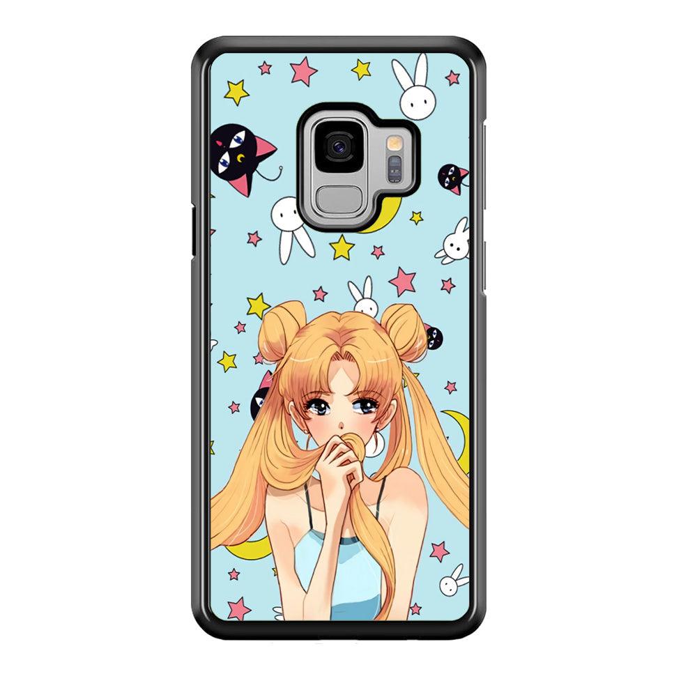 Sailor Moon Day to Relax Samsung Galaxy S9 Case-Rubber Black (2D Case)-Oxvistore