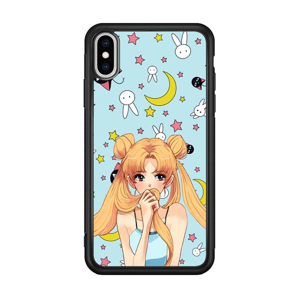 Sailor Moon Day to Relax iPhone XS Case-Rubber Black (2D Case)-Oxvistore