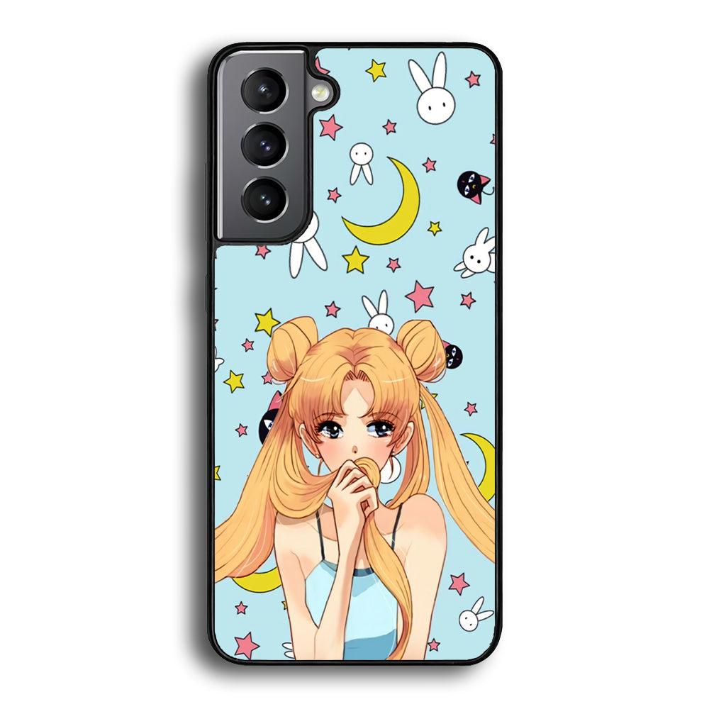 Sailor Moon Day to Relax Samsung Galaxy S24 Case-Rubber Black (2D Case)-Oxvistore