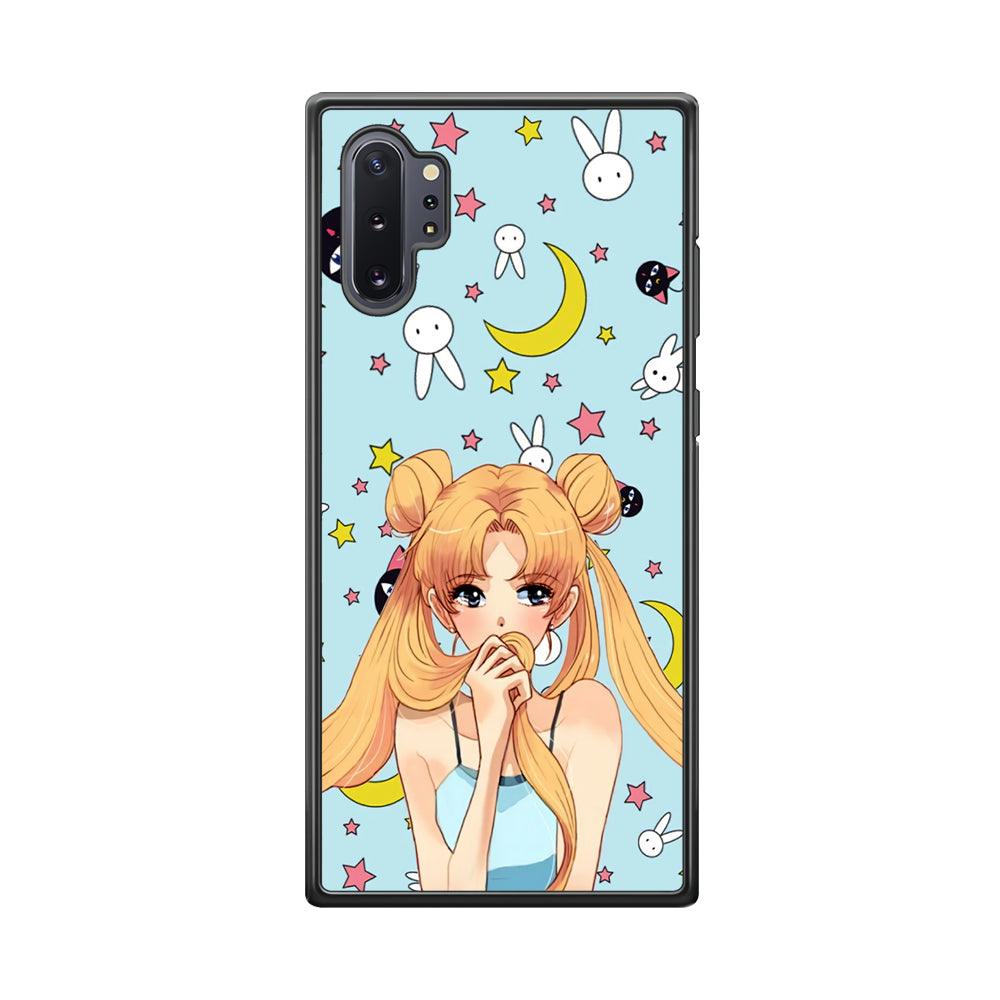 Sailor Moon Day to Relax Samsung Galaxy Note 10 Plus Case-Rubber Black (2D Case)-Oxvistore