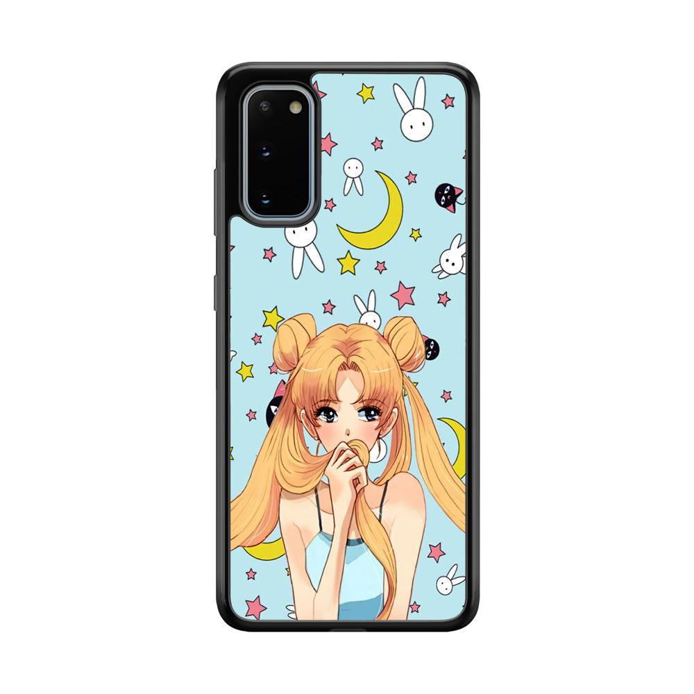 Sailor Moon Day to Relax Samsung Galaxy S20 Case-Rubber Black (2D Case)-Oxvistore