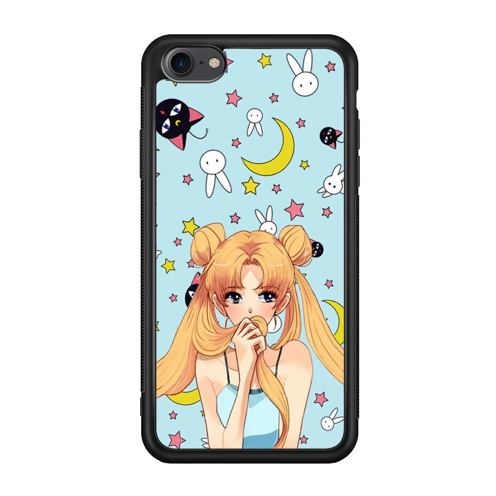 Sailor Moon Day to Relax iPhone 8 Case-Rubber Black (2D Case)-Oxvistore