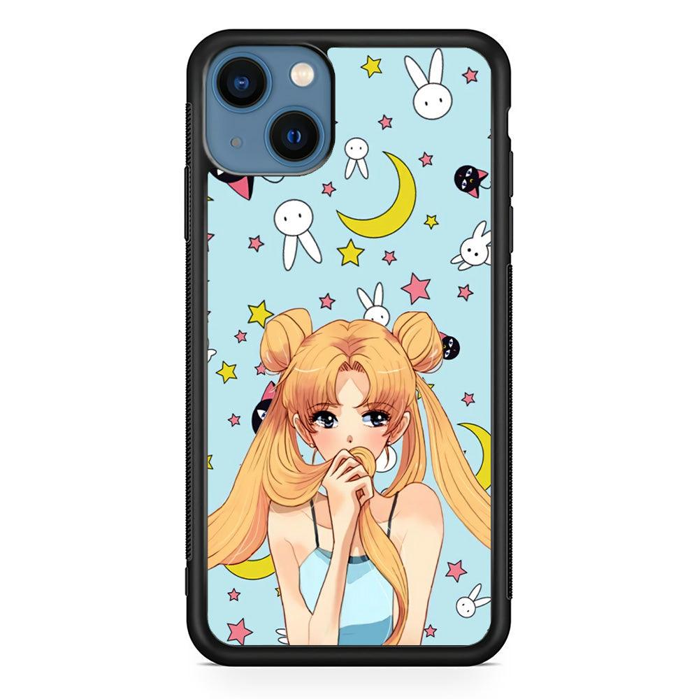 Sailor Moon Day to Relax iPhone 13 Case-Rubber Black (2D Case)-Oxvistore
