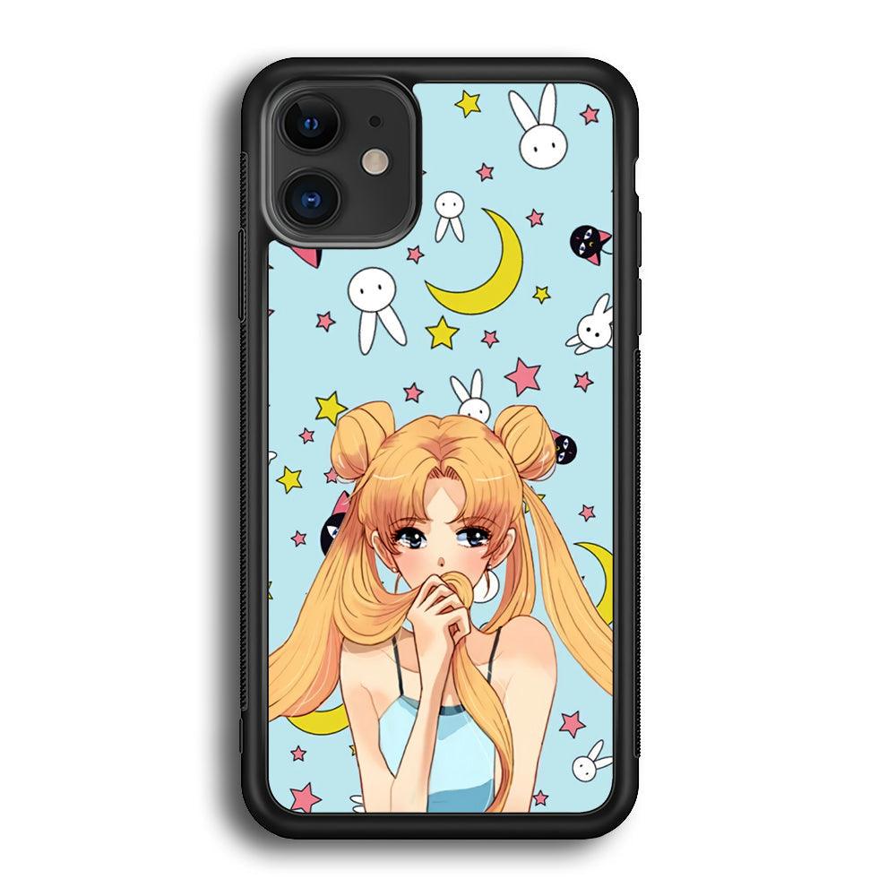 Sailor Moon Day to Relax iPhone 12 Case-Rubber Black (2D Case)-Oxvistore