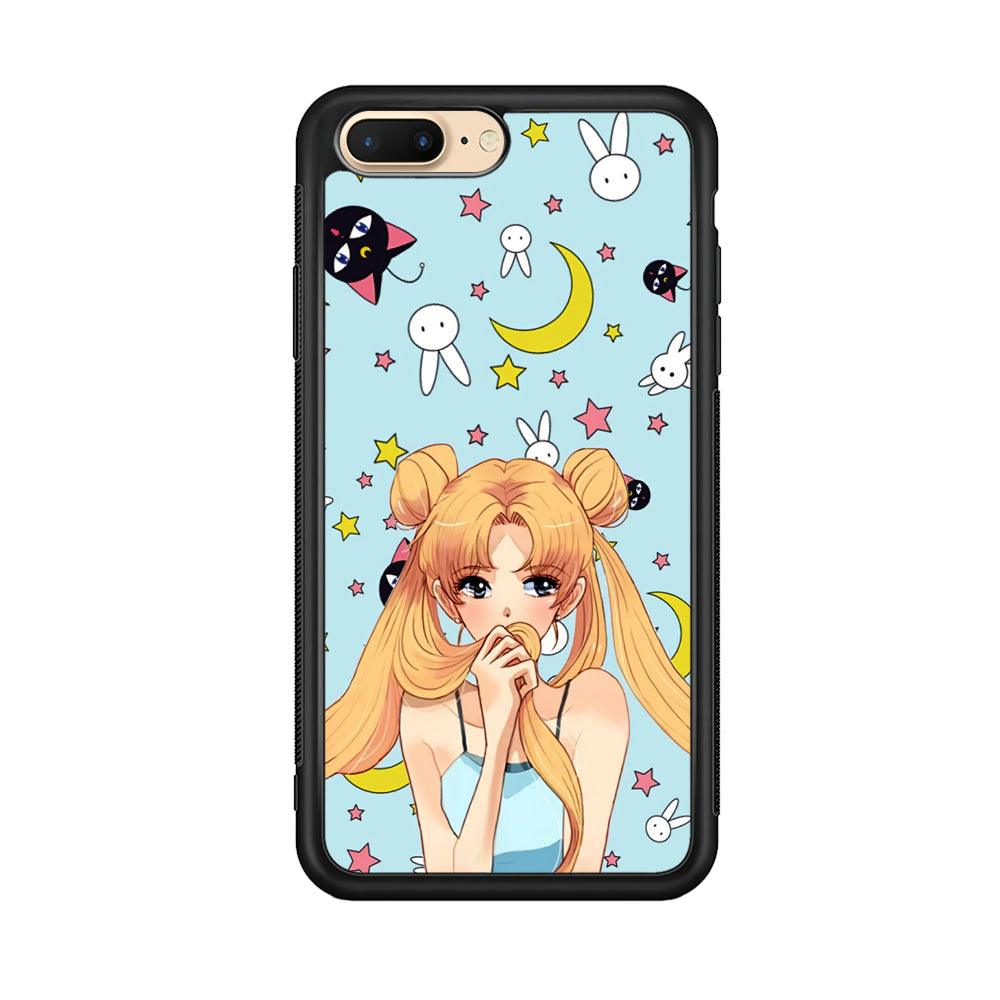 Sailor Moon Day to Relax iPhone 7 Plus Case-Rubber Black (2D Case)-Oxvistore